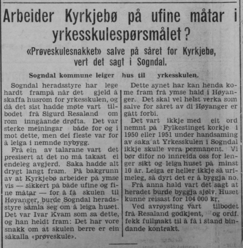 Sogn Folkeblad 19. juni 1952